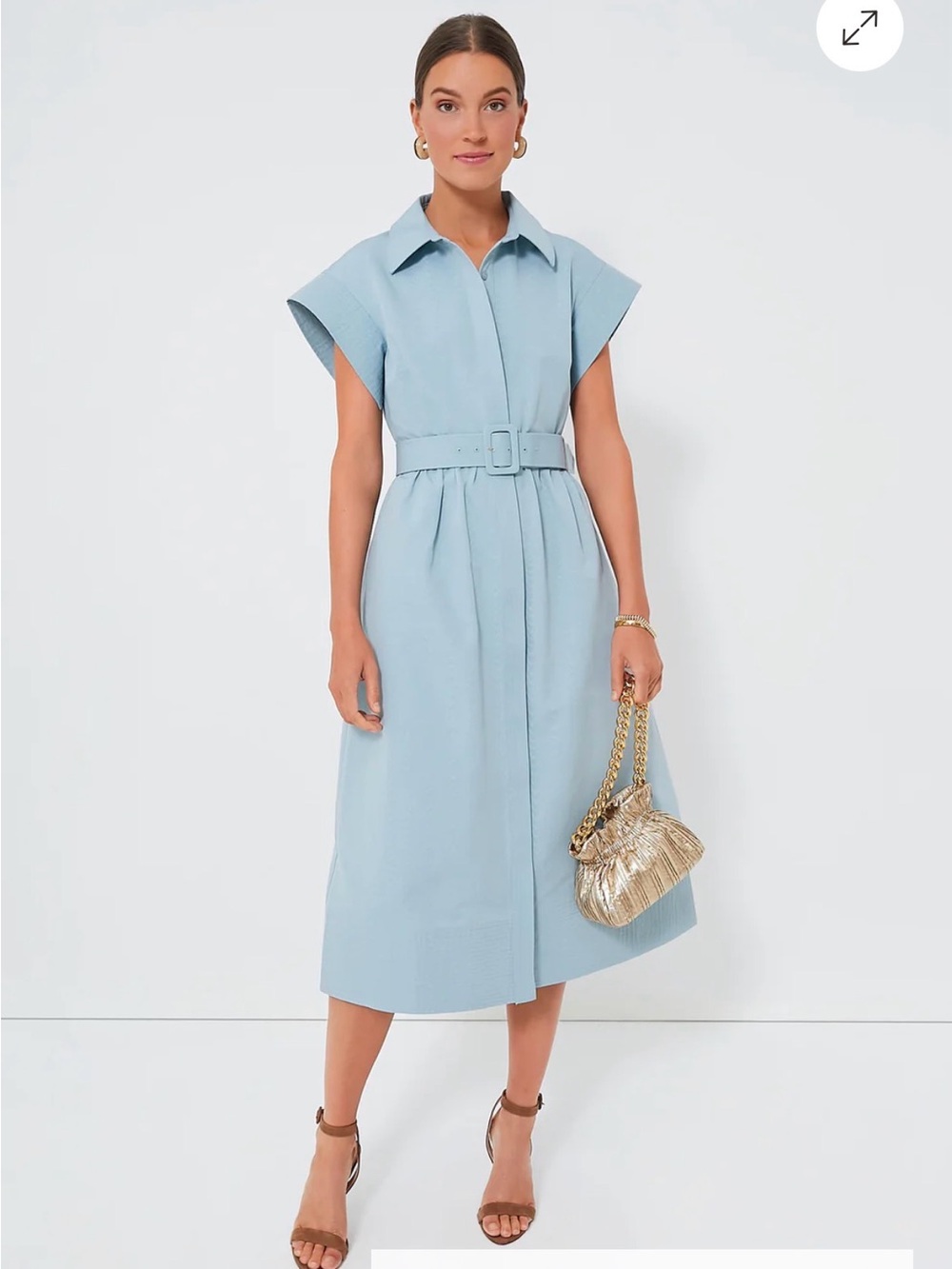 Tuckernuck Light Blue Belted Midi Shirt Dress